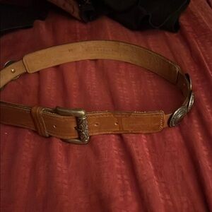 Brown Western Leather Belt with Silver Buckle
